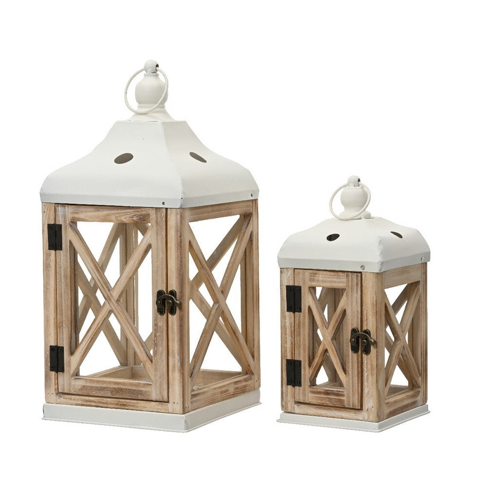 Homesmiths Lantern firwood burn effect Natural Color With White