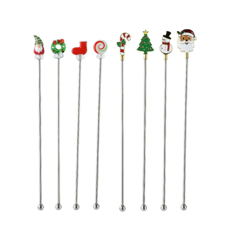 Kaemingk Stainless Steel Spoon with Decorative Glass Top, Elegant Holiday & Christmas Tableware– 1 Pack Assorted