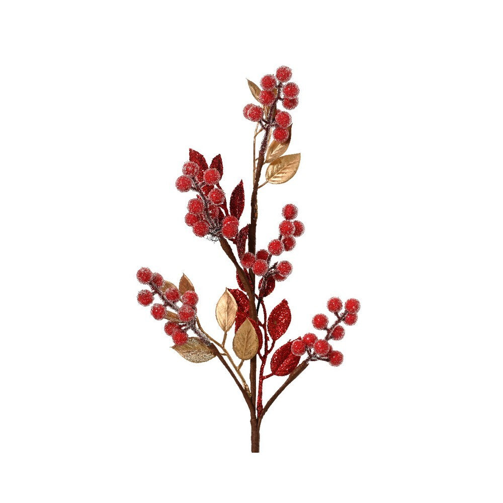 Kaemingk Foam Sugar Berry Spray Red Artificial Berries for Christmas Tree, Wreath & Holiday Decoration