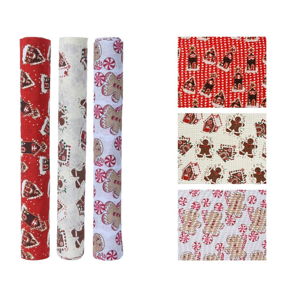Kaemingk Decorative Polyester Fabric Christmas Wrapping, Gift Bags, Baskets, Crafts & Glitter Decorative Fabric Material – Assorted 1-Piece