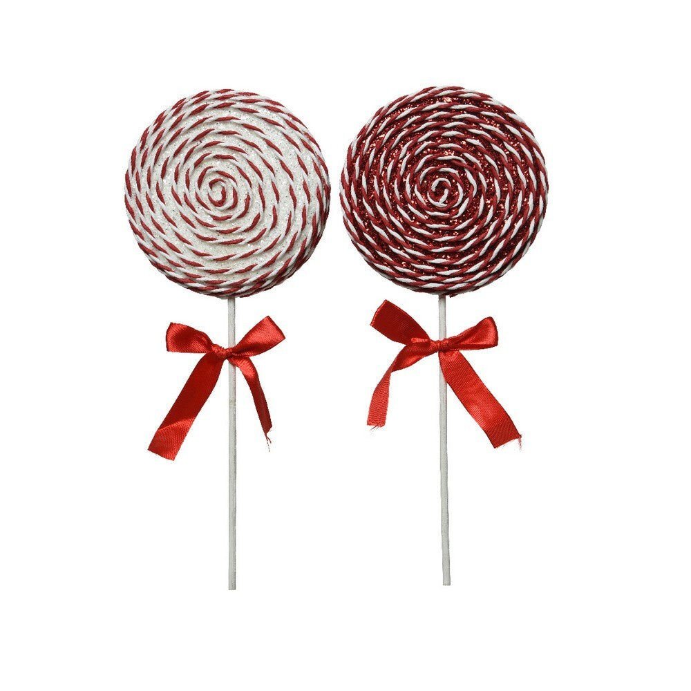 Kaemingk Foam Lollipop Candy Cane Red & White Christmas Tree Decoration -28cm, 1-Piece Assorted Design