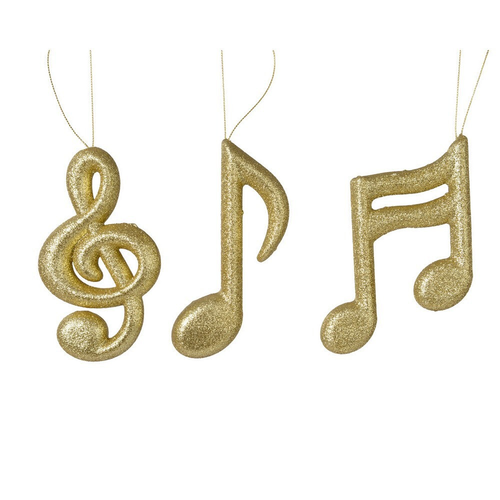 Kaemingk Foam Christmas Music Note Gold Glitter Ornament for Tree, Wreaths & Holiday Decoration– 15cm, 1-Piece Assorted Design
