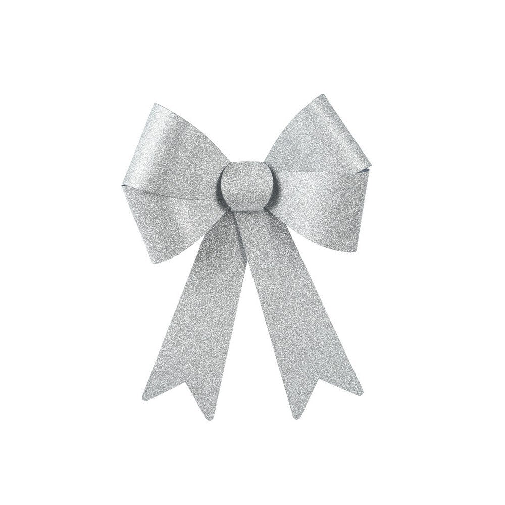 Kaemingk PVC Christmas Bow Silver Ornament for Tree, Wreath & Holiday Decoration – 50cm