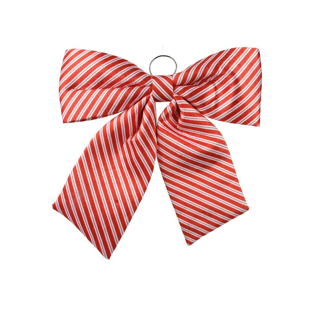 Kaemingk Polyester Christmas Bow Red & White Ornament for Tree, Wreath & Holiday Decoration– 52cm