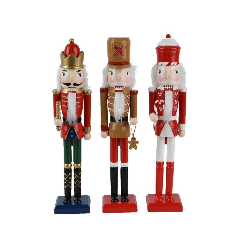Kaemingk Assorted Pinewood Nutcracker Thin Body Figurine for Christmas Tree, Mantel, Table & Holiday Decoration– 50cm, 1-Piece Assorted