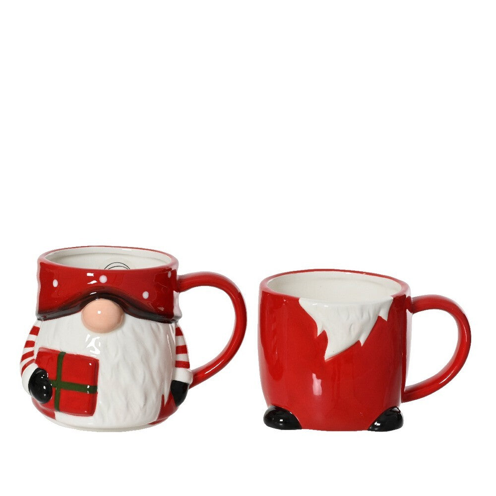 Kaemingk Dolomite Mug – Red Coffee & Tea Cup for Everyday, Holiday & Special Occasion Dining 2-Piece Assorted