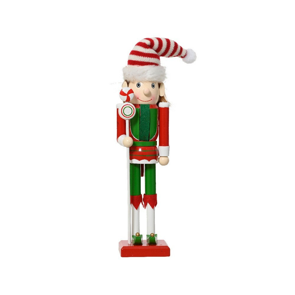 Kaemingk Pinewood Nutcracker Thin Body, Long Legs Red Christmas Decoration for Tree, Shelf & Holiday Display– 30cm