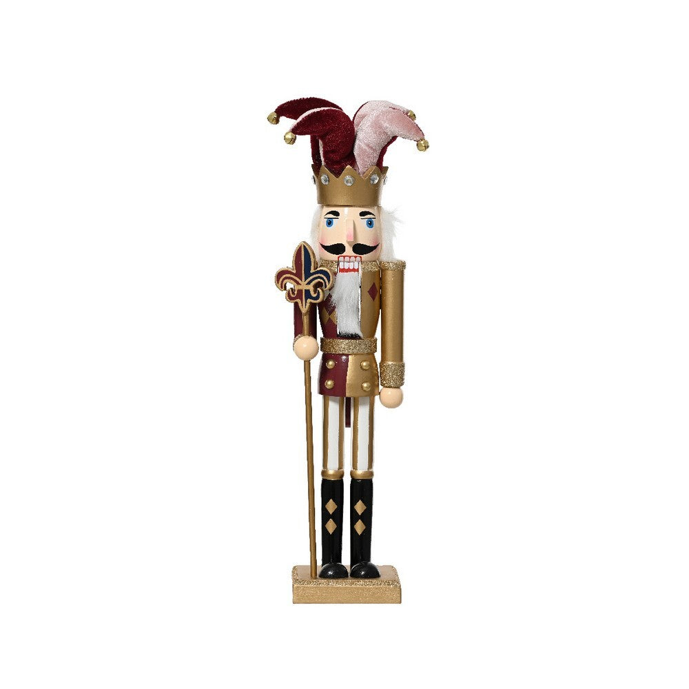 Kaemingk Pinewood Nutcracker Normal Body Maroon Christmas Decoration for Tree, Shelf & Holiday Display– 40cm