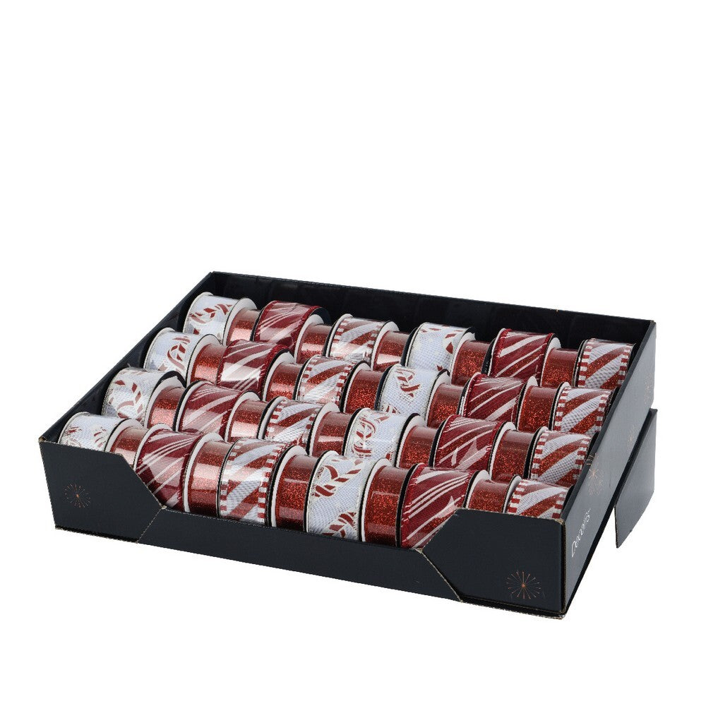 Kaemingk Red & White Polyester Ribbon  Wide for Christmas Crafts & Holiday Decoration– 4.2cm, Assorted 1 piece