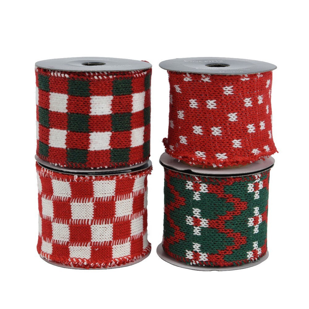Kaemingk Red Polyester Ribbon – Holiday Crafting, Gift Wrapping & Christmas Decorations- 6.6cm, Assorted 1 piece