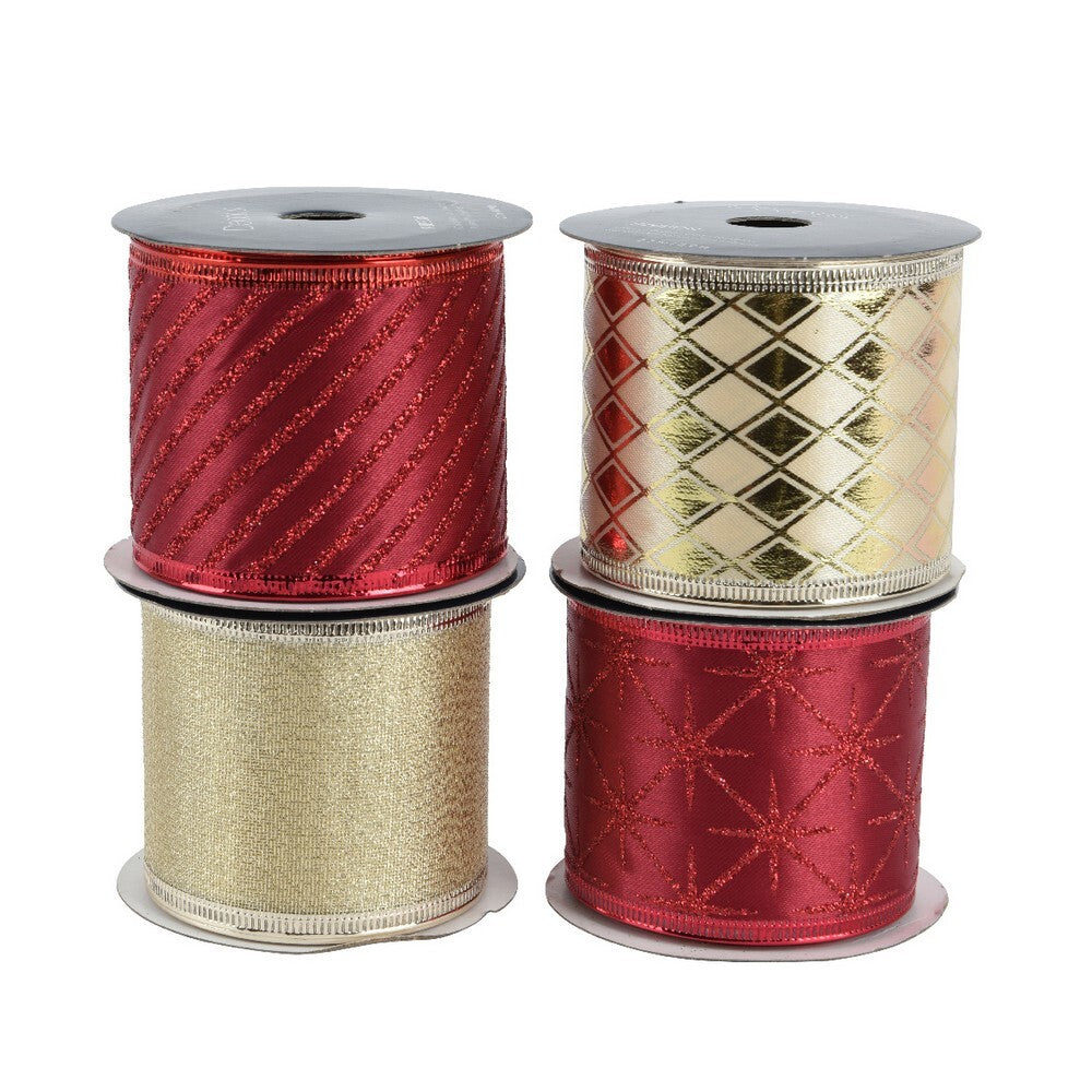Kaemingk Red & Gold Ribbon Polyester for Christmas Crafts, Tree Decorations & Gift Wrapping– 6.6cm, Assorted 1 piece