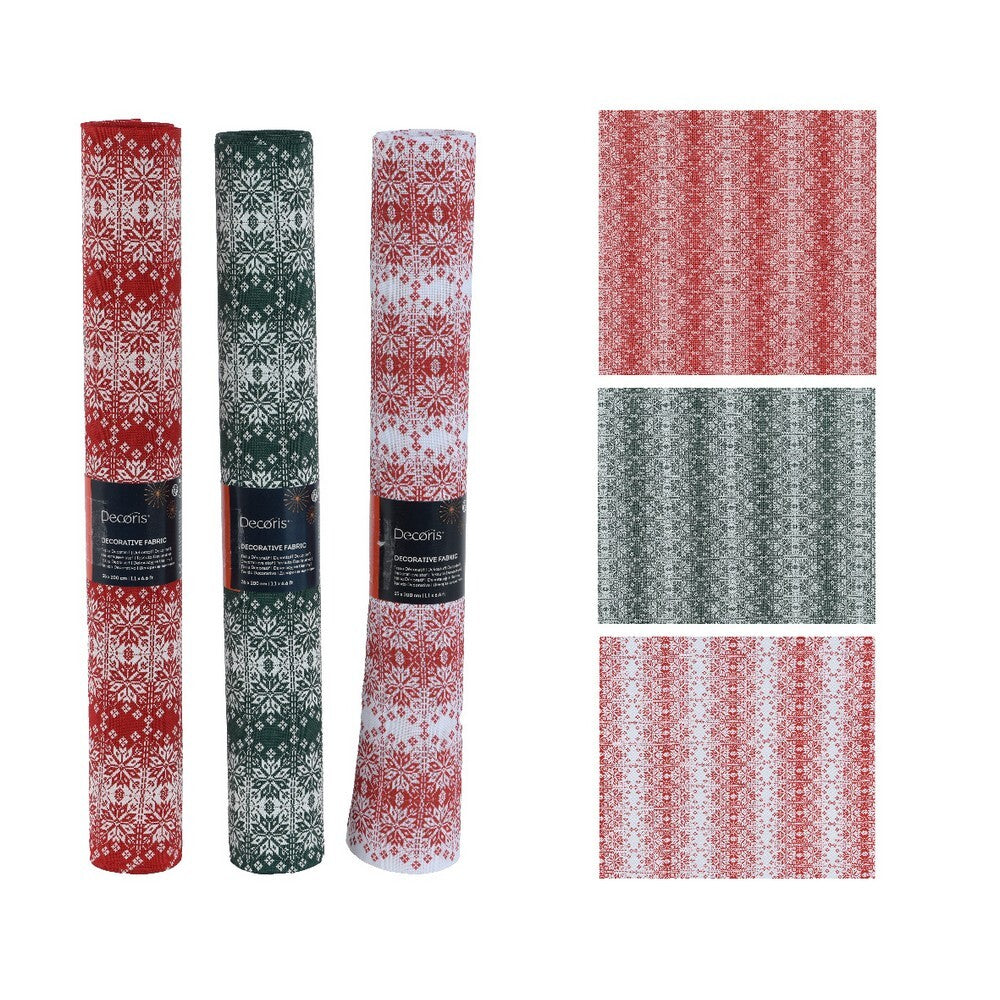 Kaemingk Polyester Deco Fabric for Christmas Crafts, Gift Wrapping & Holiday Decorations– 200cm, 1 Piece Assorted