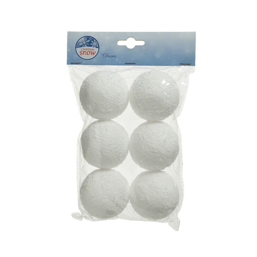 Kaemingk White Foam Snowball Bauble Christmas Ornament, Holiday Crafts Décor, Festive Gift, Indoor & Outdoor Tree Decoration– 8cm, 6pcs set