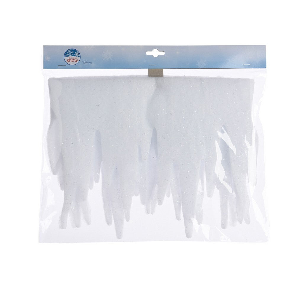 Kaemingk White Polyester Icicle Border with Iris Glitter for Christmas Crafts, Holiday Décor, Gift Wrapping & Seasonal DIY Projects