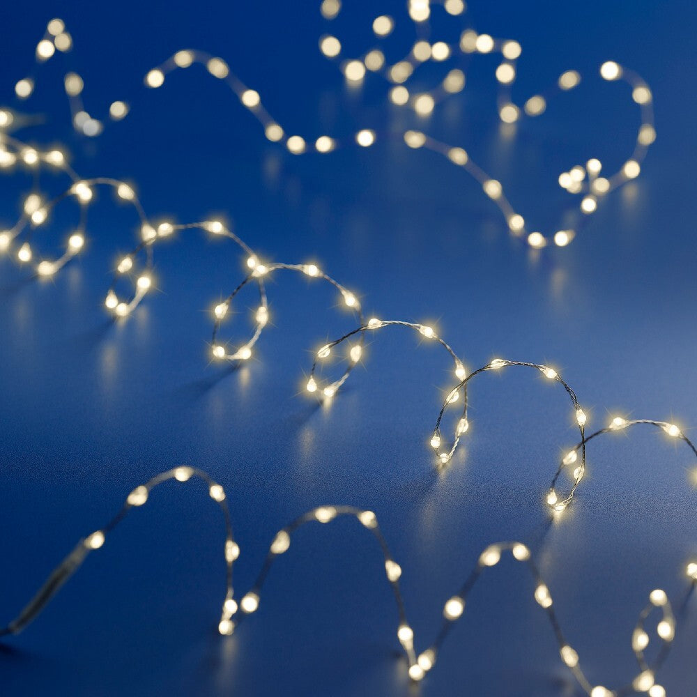 Kaemingk Micro LED Extra Dense String Lights – 159cm Indoor Steady Warm White for Christmas Crafts, Holiday Décor, Festive Home & Tree Display,