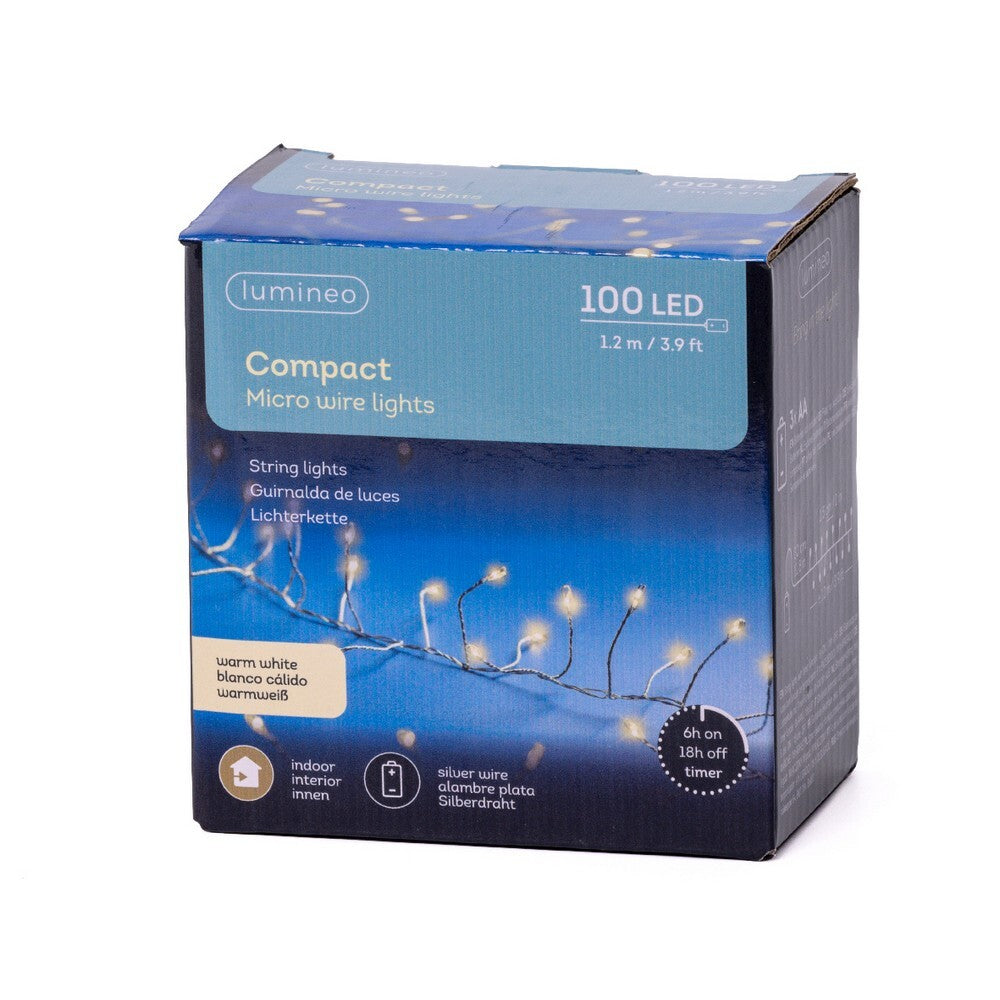 Kaemingk Micro LED Compact String Lights – 120cm Indoor Steady Warm White for Christmas Crafts, Holiday Décor, Festive Home & Tree Display
