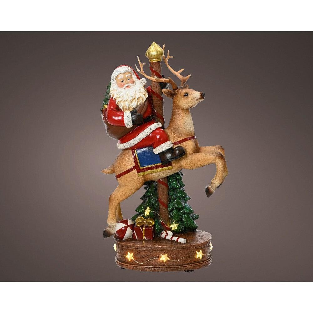 Kaemingk Micro LED Santa Polyresin – 33.5cm Indoor Flashing Effect Christmas Ornament for Holiday Crafts, Festive Décor & Indoor Tree Display