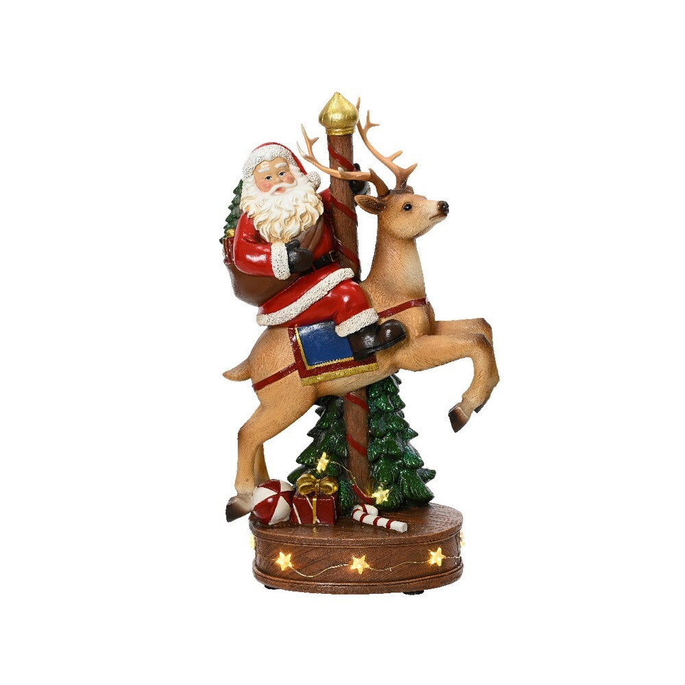 Kaemingk Micro LED Santa Polyresin – 33.5cm Indoor Flashing Effect Christmas Ornament for Holiday Crafts, Festive Décor & Indoor Tree Display