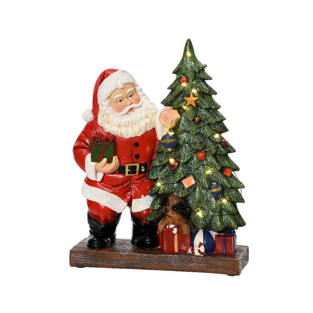 Kaemingk Micro LED Santa Polyresin – 30cm Indoor Steady Warm White Christmas Ornament for Holiday Crafts, Festive Décor & Indoor Tree Display