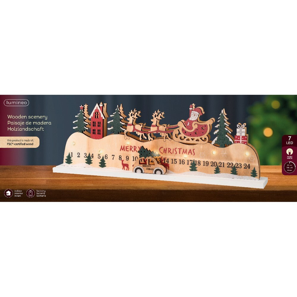 Kaemingk LED Plywood Scenery – 13cm Indoor Steady Warm White Christmas Ornament for Holiday Crafts, Festive Décor & Indoor Tree Display
