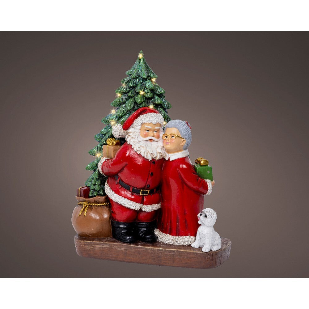 Kaemingk Micro LED Santa Polyresin – 24.5cm Indoor Steady Christmas Ornament for Holiday Crafts, Festive Décor & Indoor Tree Display