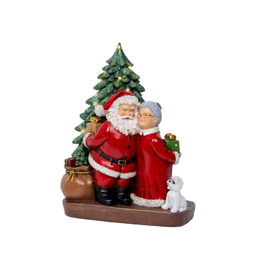 Kaemingk Micro LED Santa Polyresin – 24.5cm Indoor Steady Christmas Ornament for Holiday Crafts, Festive Décor & Indoor Tree Display