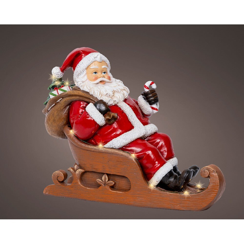 Kaemingk Micro LED Santa Figurine 22.5cm – Festive Christmas Holiday Seasonal Decor for Indoor and Outdoor Use – Perfect Winter, Xmas, and Holiday Decoration