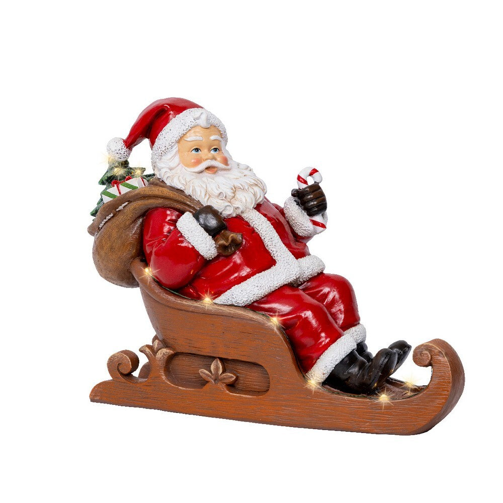 Kaemingk Micro LED Santa Figurine 22.5cm – Festive Christmas Holiday Seasonal Decor for Indoor and Outdoor Use – Perfect Winter, Xmas, and Holiday Decoration