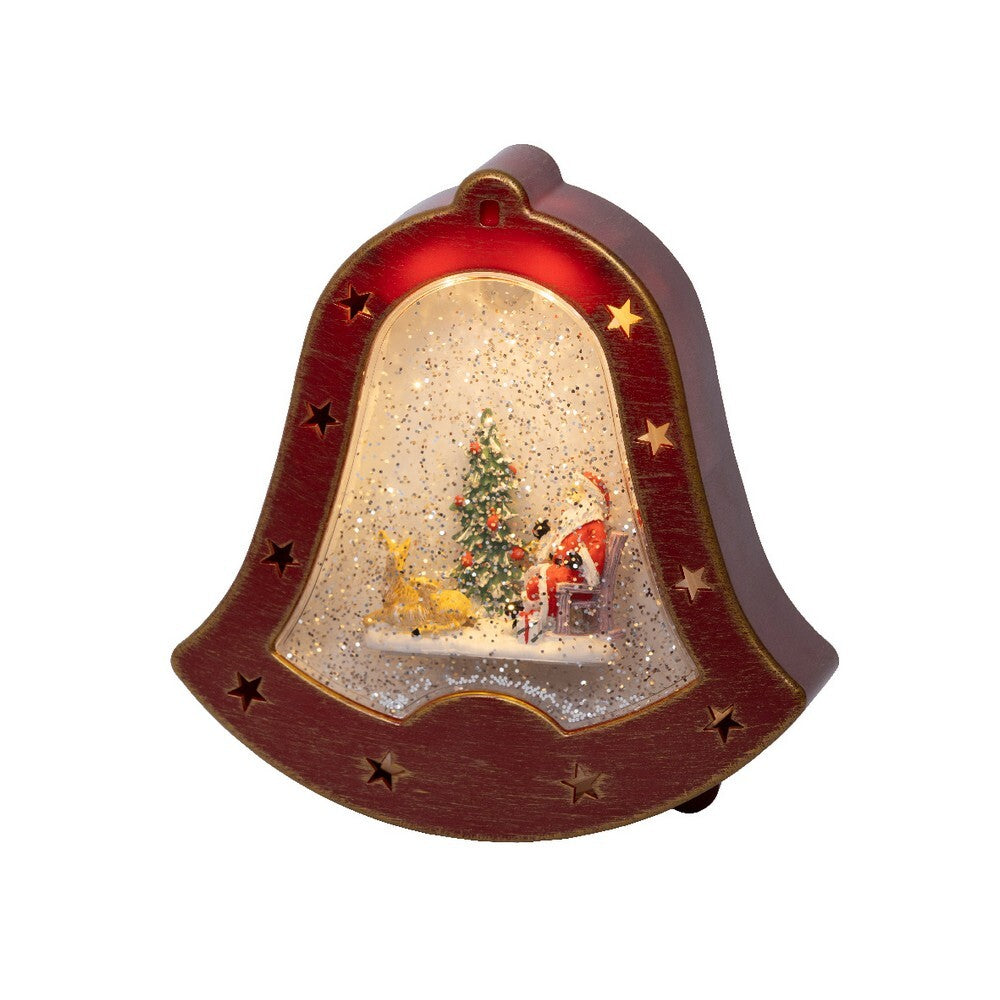 Kaemingk 20.7?cm LED Christmas Bell Ornament – Indoor Holiday Decoration with Warm White Lights, Water Spinner Effect, Festive Tabletop Décor, Seasonal Christmas & Holiday Home Ornament