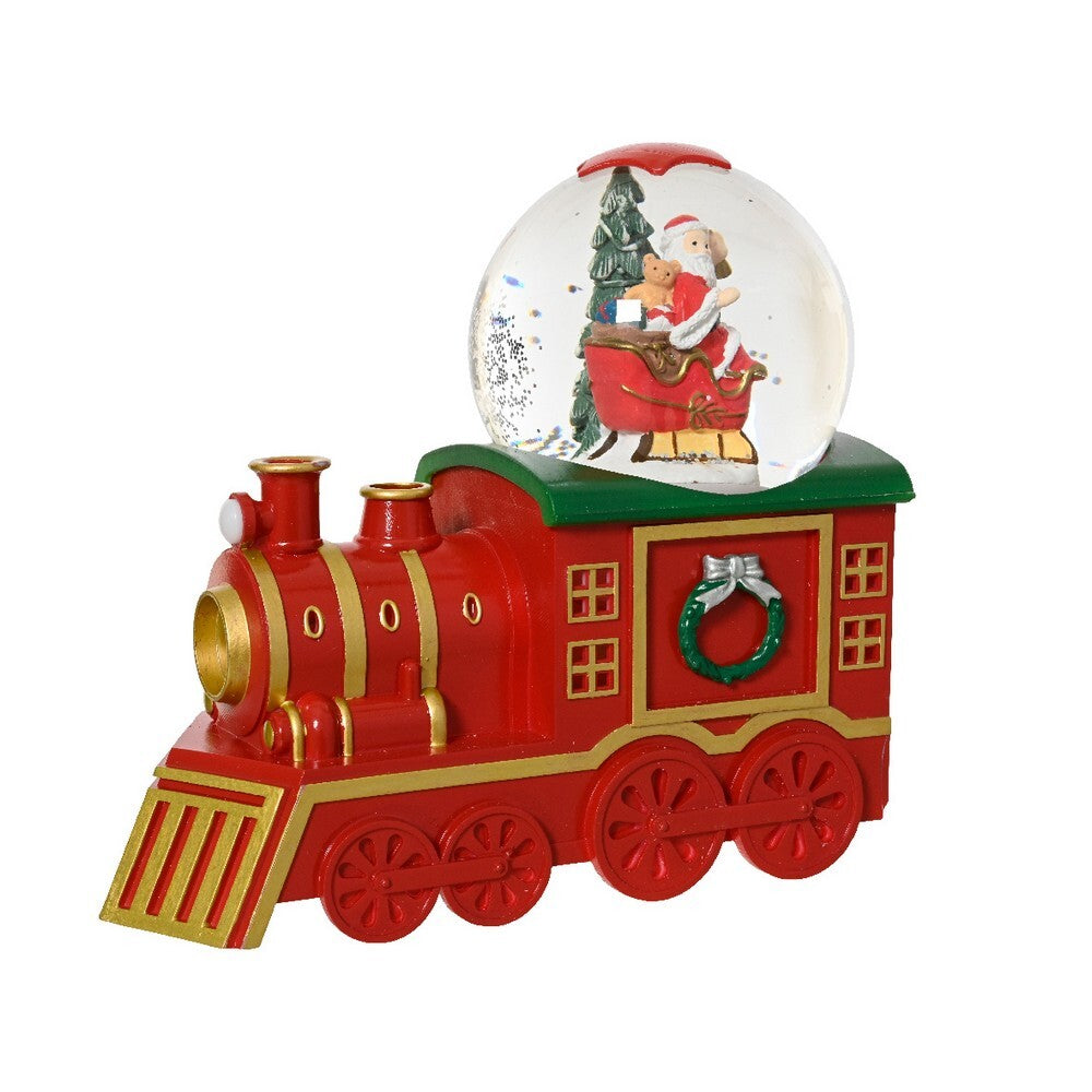 Kaemingk 18.5 cm LED Train – Red Plastic Indoor Christmas Ornament with Water Spinner Effect for Holiday & Festive Décor