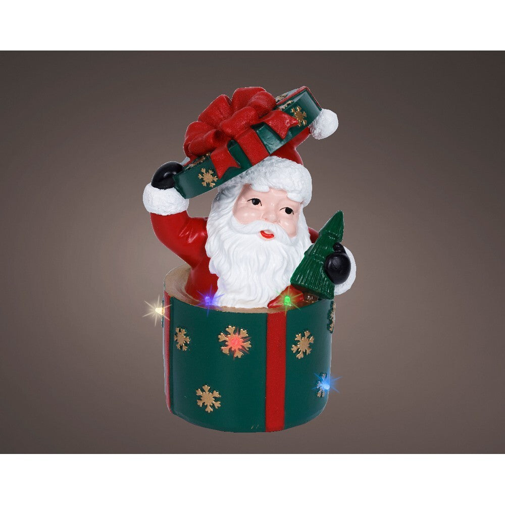 Kaemingk 20?cm LED Santa – Polyresin Indoor Christmas Ornament with Flashing Lights for Festive Tabletop Décor & Holiday Decoration