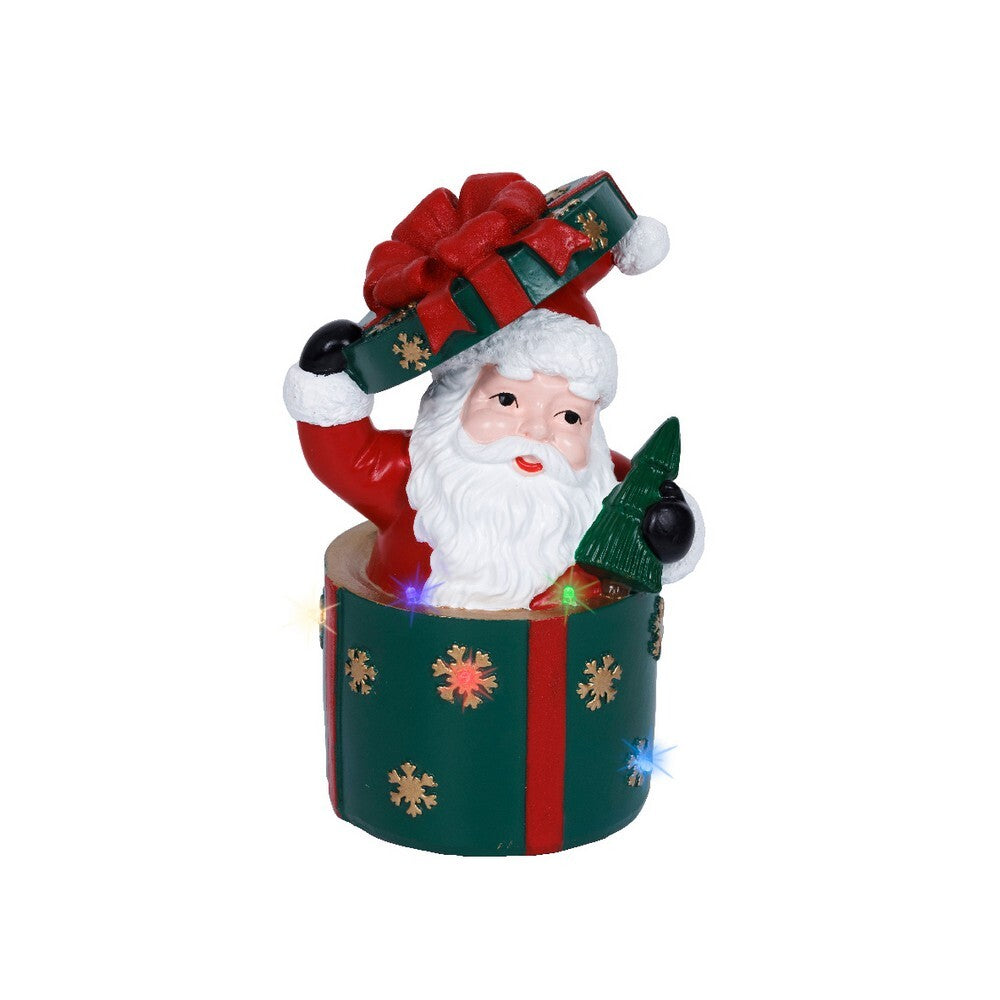 Kaemingk 20?cm LED Santa – Polyresin Indoor Christmas Ornament with Flashing Lights for Festive Tabletop Décor & Holiday Decoration
