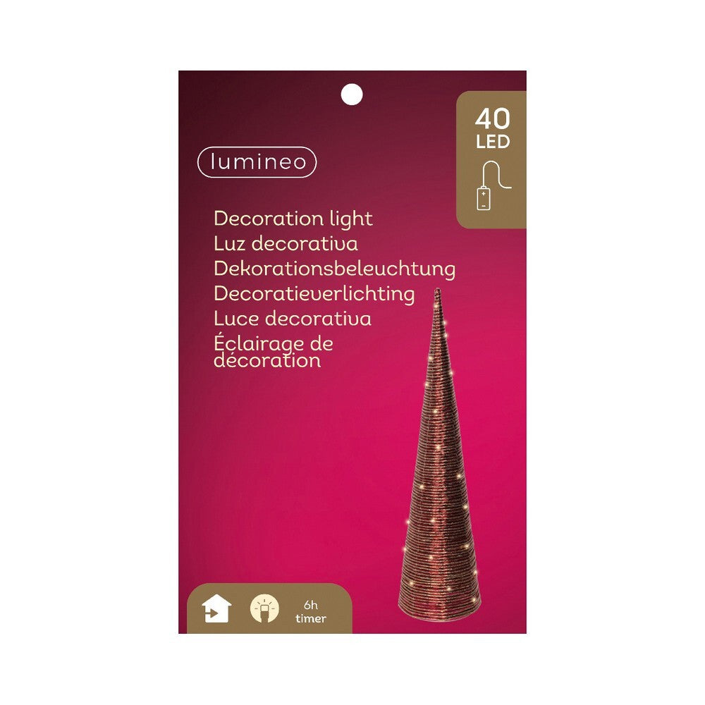 Kaemingk 80?cm Micro LED Cone – Red Paper Indoor Christmas Ornament with Warm White Lights for Holiday Decoration & Indoor Seasonal Display