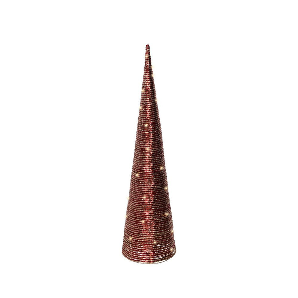 Kaemingk 80?cm Micro LED Cone – Red Paper Indoor Christmas Ornament with Warm White Lights for Holiday Decoration & Indoor Seasonal Display