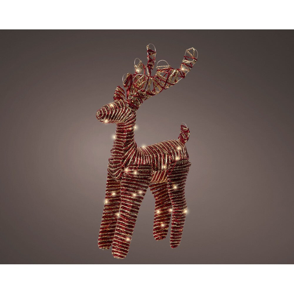 Kaemingk 55 cm Micro LED Reindeer – Red Paper Indoor Christmas Ornament with Warm White Lights for Holiday Decoration & Indoor Festive Display
