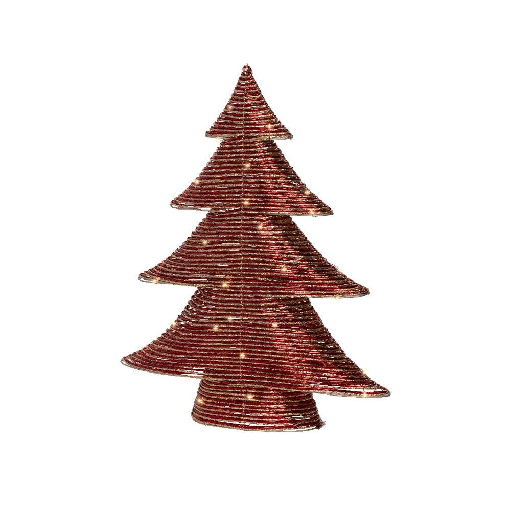 Kaemingk 60 cm Micro LED Tree – Red Paper Indoor Christmas Ornament with Warm White Lights for Holiday Decoration & Indoor Festive Display