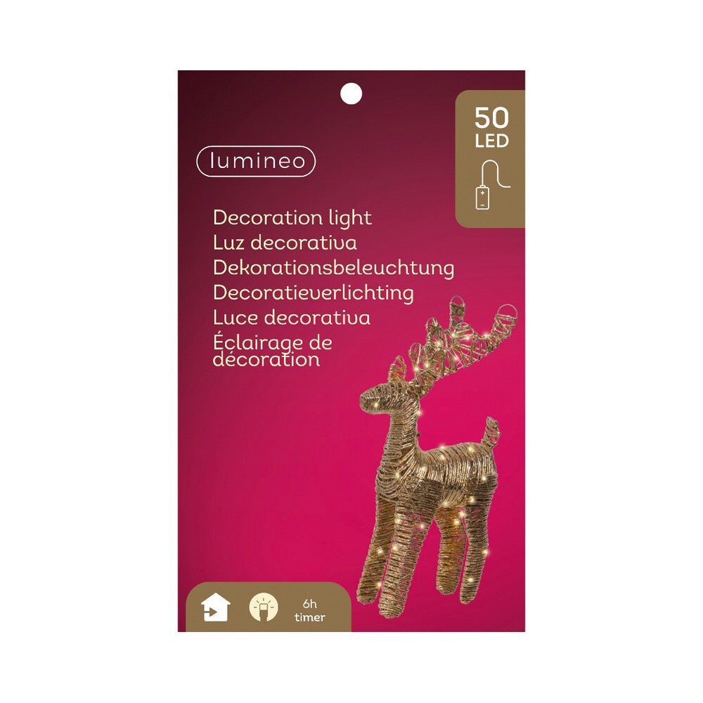Kaemingk Micro LED Reindeer – Paper Indoor Christmas Ornament, Battery-Operated, Steady Lights for Holiday Decoration & Indoor Festive Display