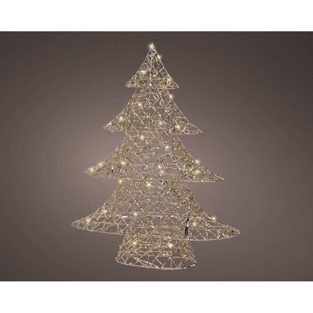 Kaemingk Micro LED Metal Christmas Tree – Gold, Warm White Lights, Indoor Holiday Decoration, 60cm