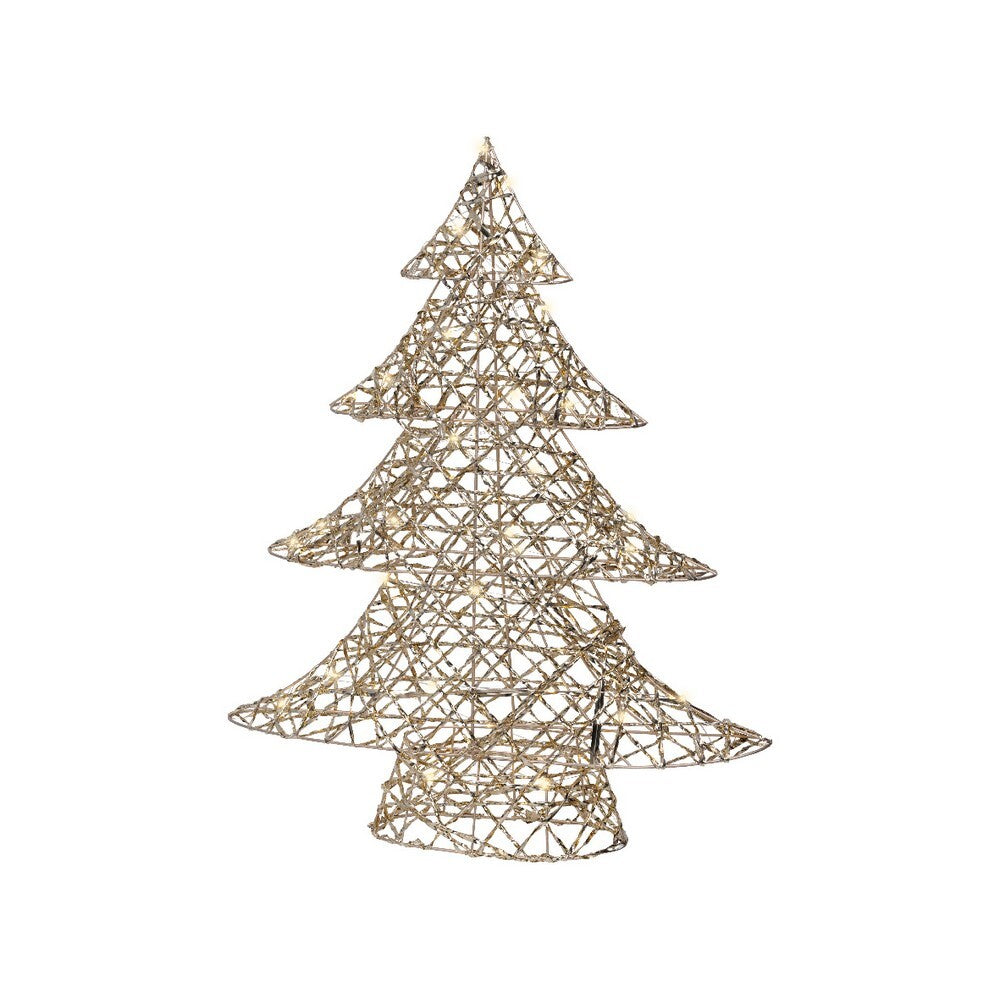 Kaemingk Micro LED Metal Christmas Tree – Gold, Warm White Lights, Indoor Holiday Decoration, 60cm