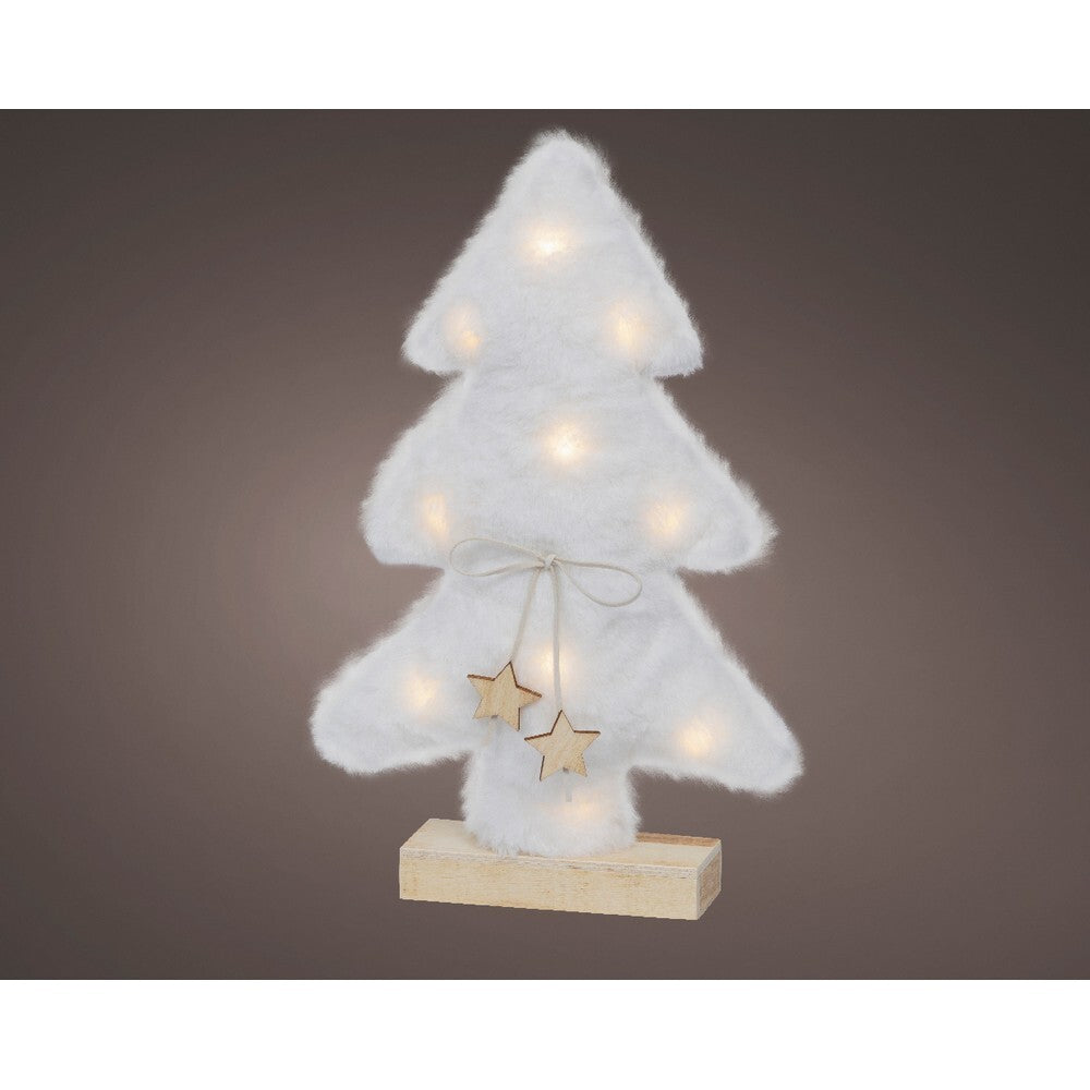 Kaemingk Micro LED Frame Light – White Fur Christmas Tree, Indoor Holiday Decoration, Warm White Lights, Festive Home Décor, Xmas Tree Ornament, 33.5cm