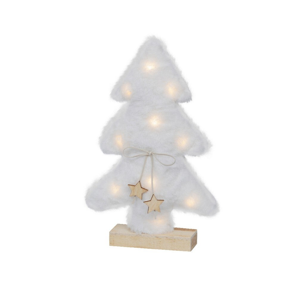 Kaemingk Micro LED Frame Light – White Fur Christmas Tree, Indoor Holiday Decoration, Warm White Lights, Festive Home Décor, Xmas Tree Ornament, 33.5cm