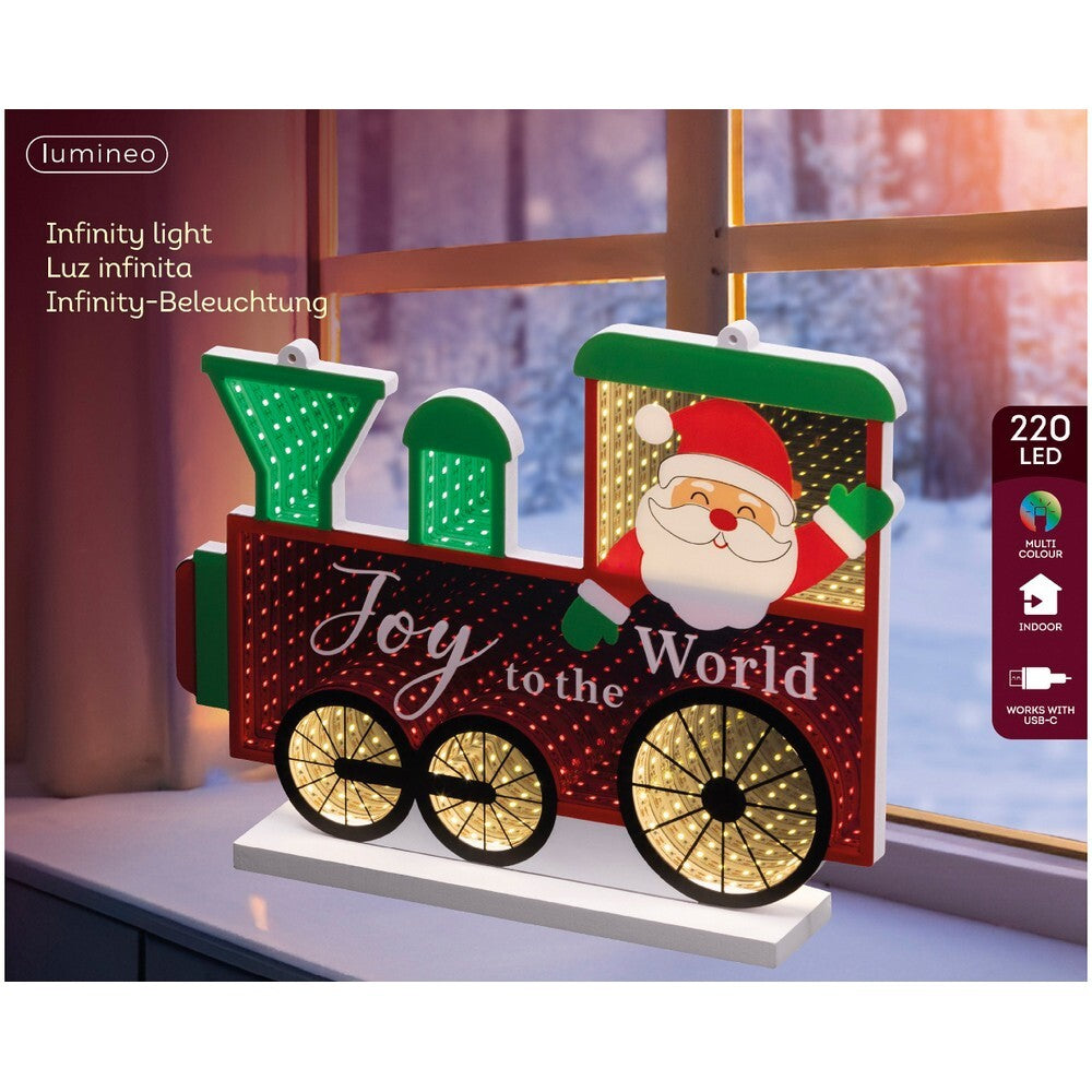Kaemingk LED Infinity Lights Acrylic Train – Indoor Christmas Decoration, Festive Holiday Ornament, Decorative Xmas Light Display