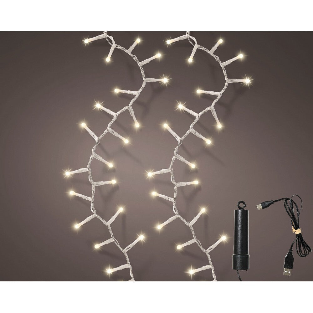 Kaemingk LED Compact Christmas Lights – 8 Function Twinkle Effect, Outdoor Transparent String Lights, Warm White, 400cm, Festive Holiday Decoration