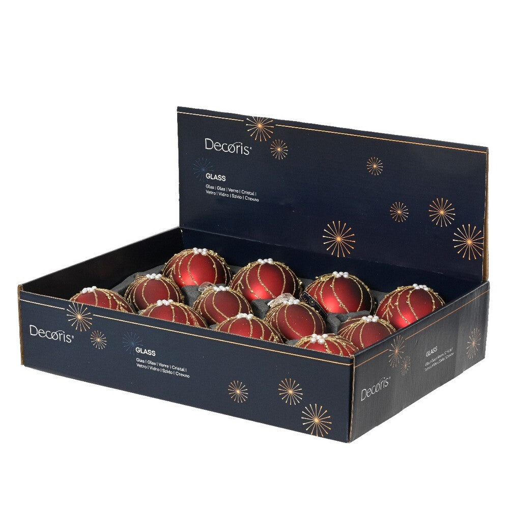 Kaemingk Glass Bauble – Oxblood, 8cm Christmas Ornament, Tree Decoration, Holiday Festive Décor,1 Piece Assorted