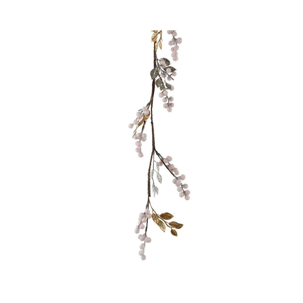 Kaemingk Garland – Foam Sugar Berries, Vintage Pink, 120cm Christmas Decoration, Holiday Home Décor, Festive Tree & Mantel Garland
