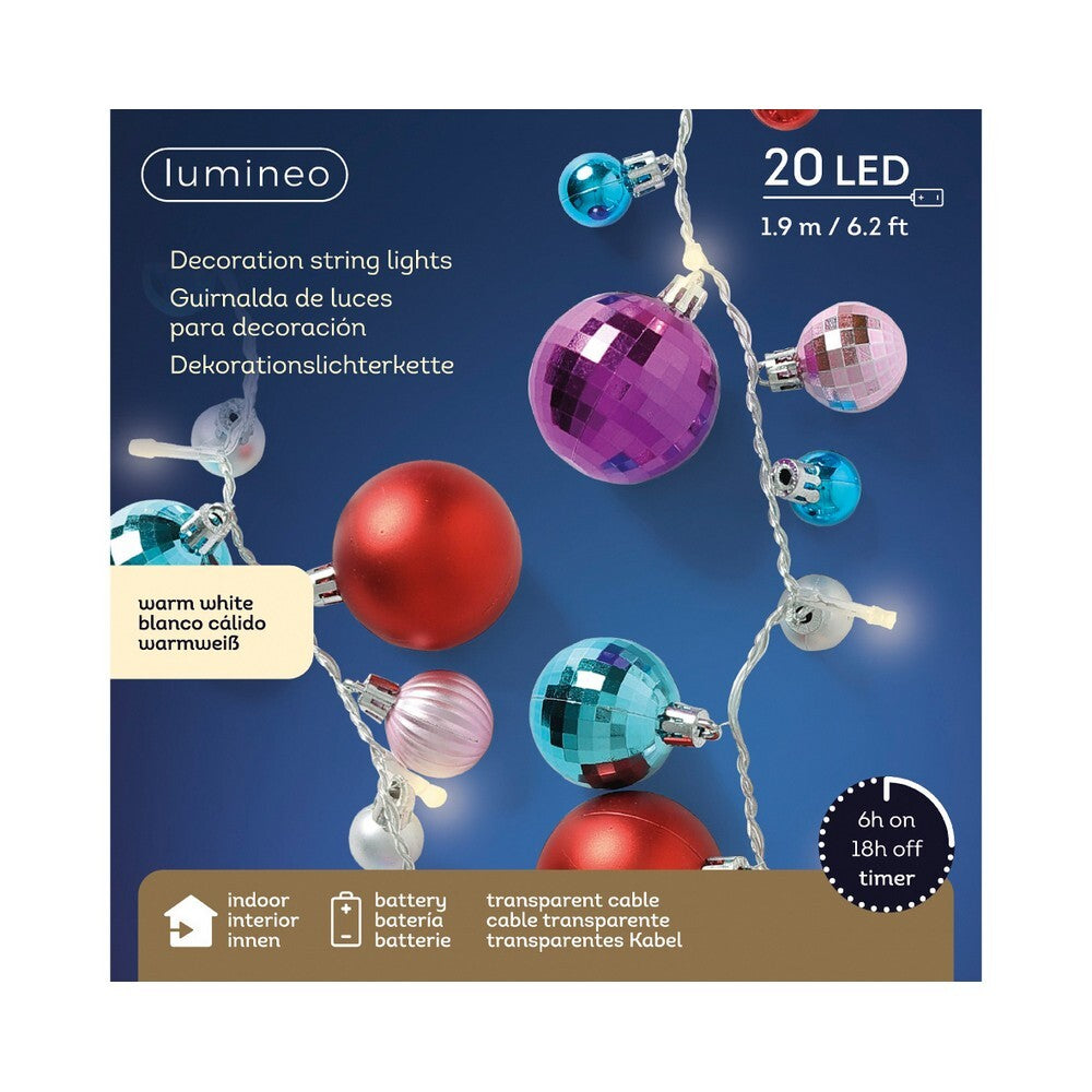 Kaemingk LED Deco String Lights – Steady Indoor Christmas Decoration, 190cm Holiday Ornament, Festive Xmas Home Décor, Decorative Lighting