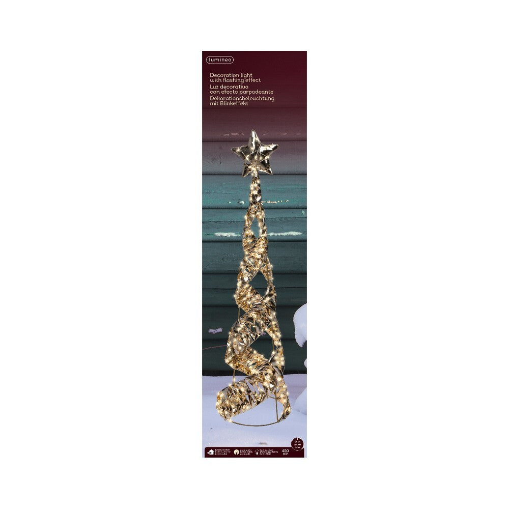 Kaemingk Micro LED Cone – PET Figure, Flashing Effect, Outdoor Christmas Decoration, Gold, 80cm Holiday Ornament, Festive Xmas Display