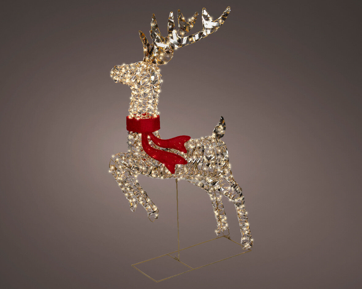 Homesmiths Micro LED reindeer gb pet flashing effect outdoor Gold 100Cm