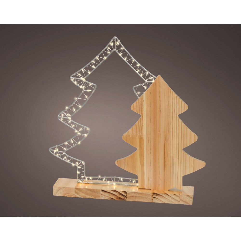 Kaemingk Micro LED Wood Frame – Steady Indoor Christmas Decoration, Natural Warm White Lights, Holiday Ornament, Festive Xmas Home Décor