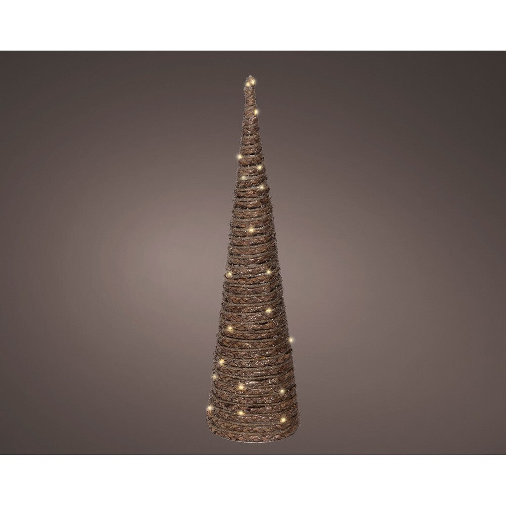Kaemingk Micro LED Cone – Jute Material, Steady Indoor Christmas Decoration, 80cm Holiday Ornament, Festive Xmas Tree Décor